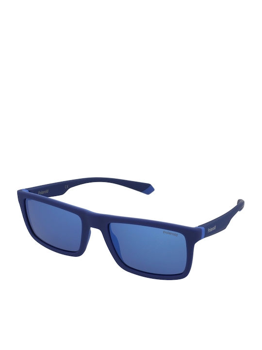 Polaroid Unisex Sunglasses with Blue Plastic Frame and Blue Polarized Mirror Lens PLD2134/S ZX9/5X