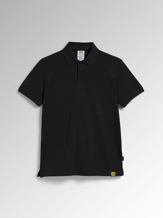 Diadora Herren Kurzarmshirt Polo Schwarz