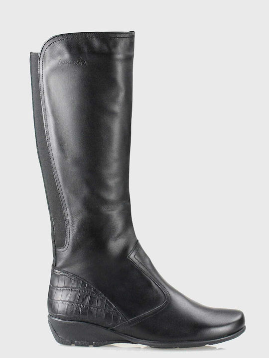 Leder Damenstiefel Schwarz