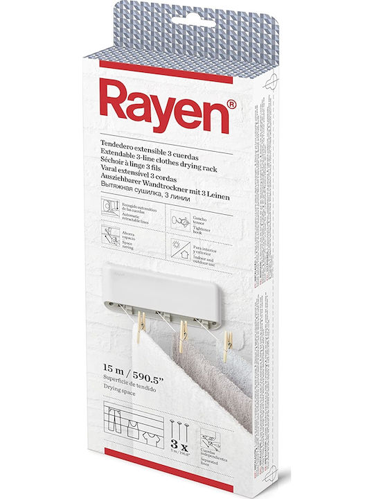 Rayen Απλώστρα Βιδωτή από Πλαστικό για το Μπαλκόνι με Μήκος Απλώματος 15m