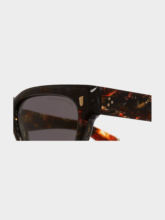 Unisex Sonnenbrille mit Braun Kunststoff Gestell und Gray Linse