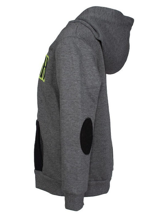 Athletic Kids Sweatshirt Cardigan Cotton with Hood Gray