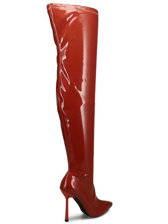 Damenstiefel aus Lackleder Rot ST1005-L23