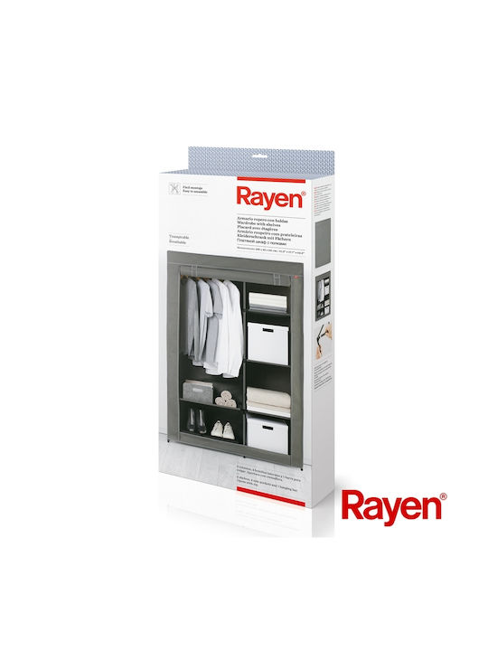 Rayen Текстилни гардероби с Цип и Рафтове в Сив Цвят 105x45x161см