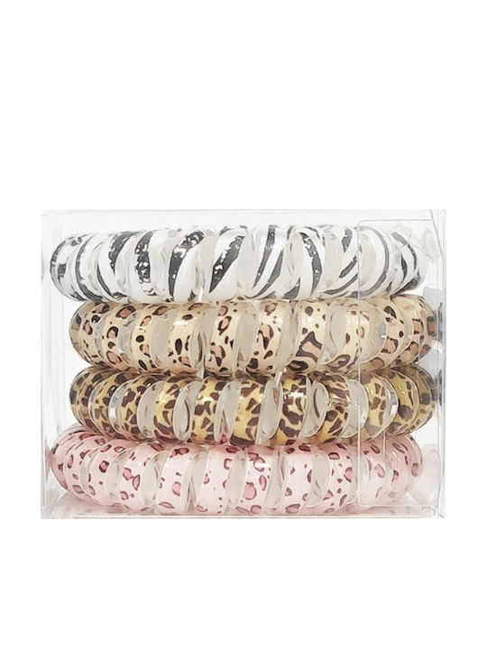 Dalee Hair Spiral Animal Print Σετ Παιδικά Λαστιχάκια Σπιράλ Πολύχρωμα 4τμχ