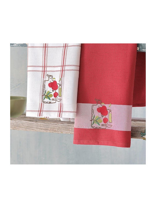 Rythmos Chop Towel made of 100% Cotton in Red Color 45x70cm 2pcs