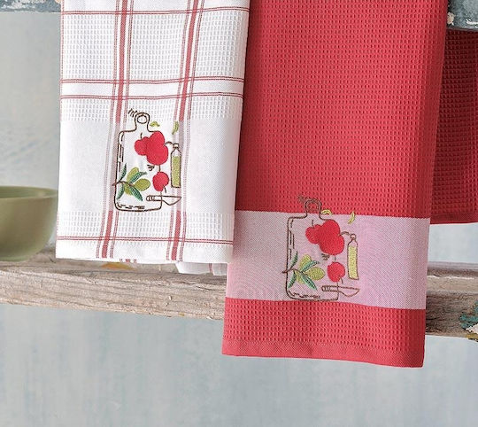 Rythmos Chop Handtuch aus 100% Baumwolle in Rot Farbe 45x70cm 2Stück Rythmos Chop Handtuch aus 100% Baumwolle in Rot Farbe 45x70cm 2Stück
