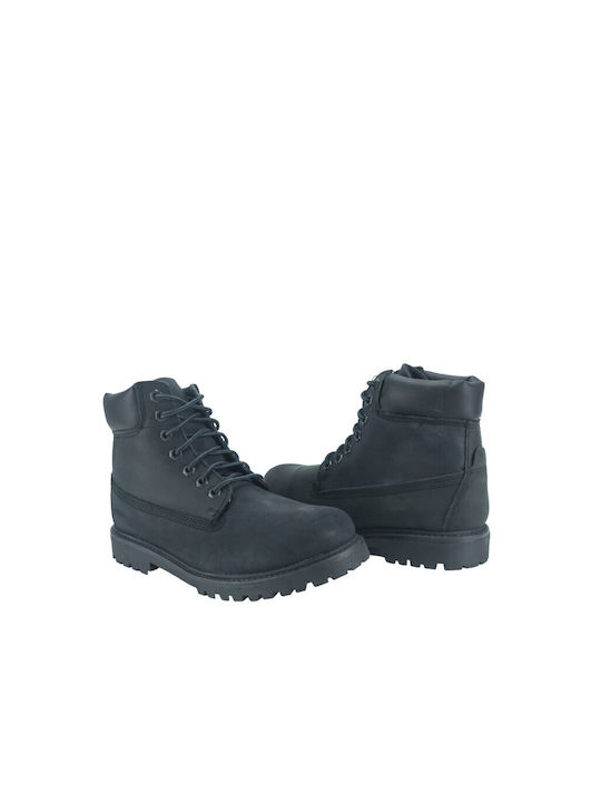 Men's leather boots black S&G - Black