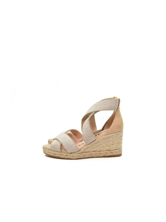 Kanna Women's Leather Platform Espadrilles Beige