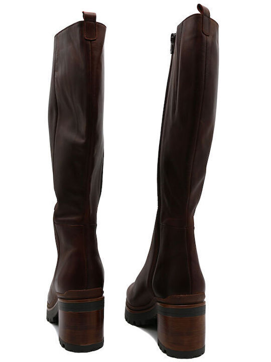 Leder Damenstiefel Tabac Braun