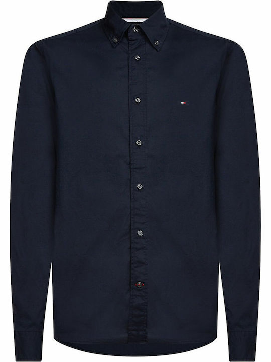 Long-sleeved Cotton Shirt Navy Blue