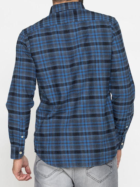 Carrera Jeans Men's Shirt Long Sleeve Checked Blue