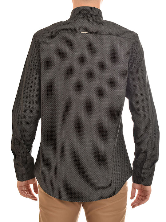 Vittorio Artist Men's Shirt Long Sleeve Polka Dot Gray