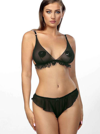 Anais Apparel Vanilla Set Sexy Dessous-Sets mit Transparenz Schwarz 2 Stück