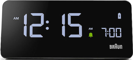 Braun BC21 BEU Tabletop Digital Clock LCD with Alarm Clock and Wireless Charging Black