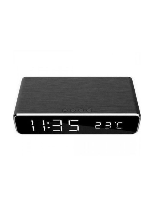 Gembird Tabletop Digital Clock Wireless Charging Function Silver with Alarm & Wireless Charging DAC-WPC-01-S