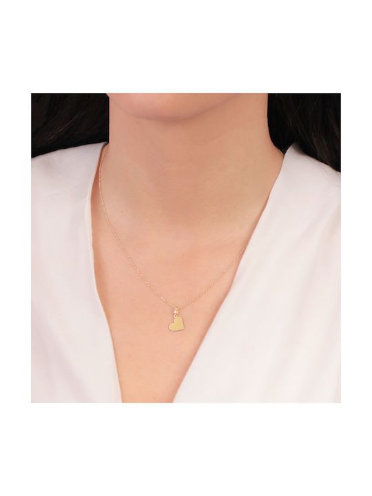 Women's 9k Gold Necklace Single Stone Heart