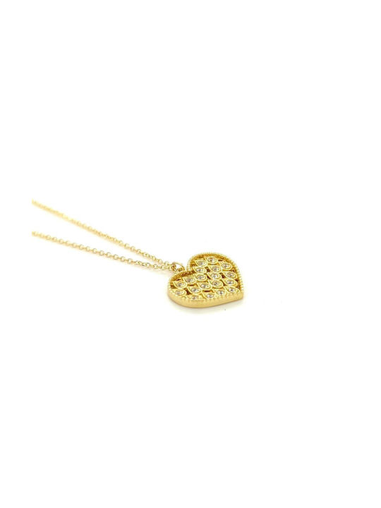 Women's necklace, K9 gold (375°), heart with zircon