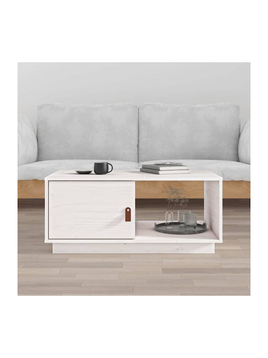 Rechteckig Couchtisch aus Massivholz White L80xB50xH35.5cm