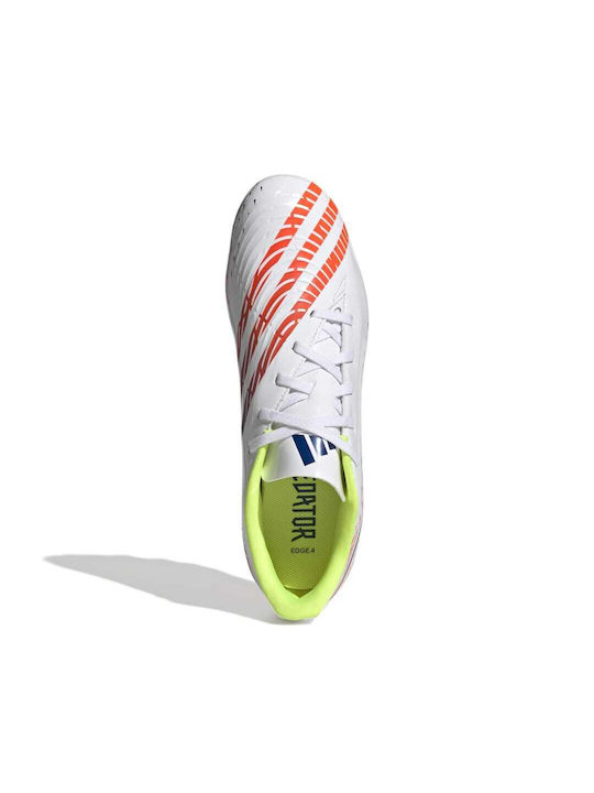 adidas Predator Edge.4 FxG Low Football Shoes with Cleats Cloud White / Solar Yellow / Power Blue