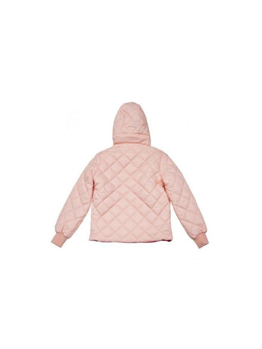 Converse Quilted Polly Women's Short Puffer Jacket for Winter with Hood Pink