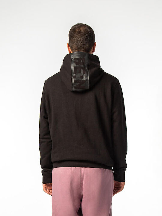 Be:Nation Men's Sweatshirt Jacket with Hood and Pockets Black