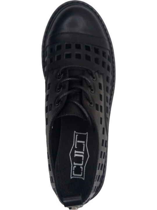 Leder Damen Derby in Schwarz Farbe