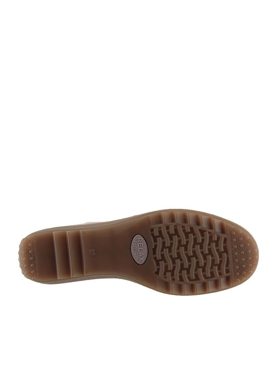 Women's Leather Oxford Shoes Beige