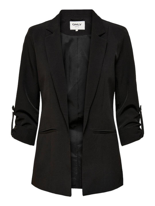 Only Kayle Long Women's Waisted Blazer Black