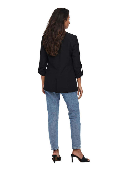 Only Long Women's Waisted Blazer Black