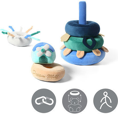 Babyono Stacking Dreamcatcher Fabric Toy with Sounds for Newborns