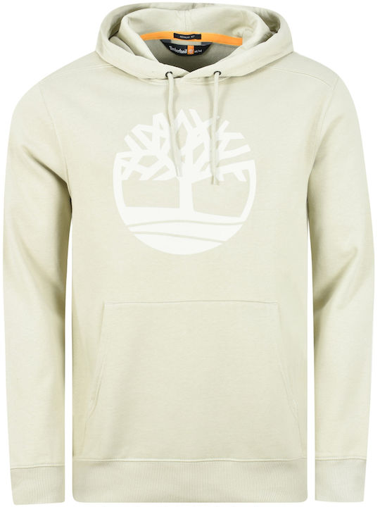 Timberland Men's Sweatshirt with Hood and Pockets Ecru