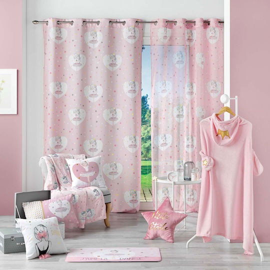 Douceur d'Intérieur Perdea pentru Copii Petite Etoile Rideau cu Capsatoare Roz 1611096 140x260buc