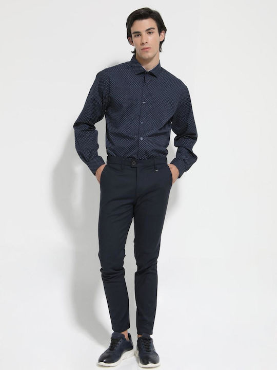 Tresor Men's Shirt Long Sleeve Navy Blue