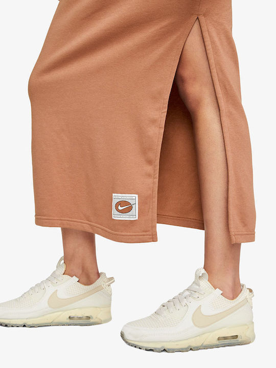 Sportswear Icon Clash Maxi Φόρεμα με Σκίσιμο Καφέ