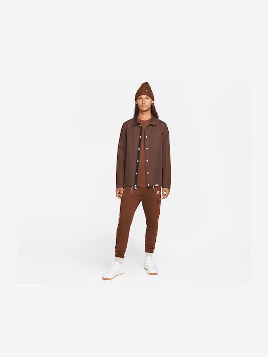 Men's Fleece Sweatpants with Rubber Cacao Wow / White