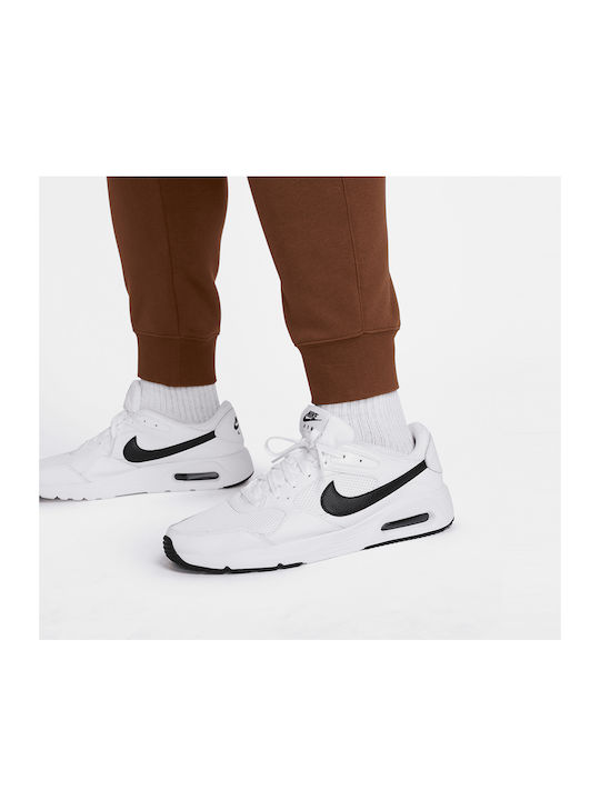 Men's Fleece Sweatpants with Rubber Cacao Wow / White