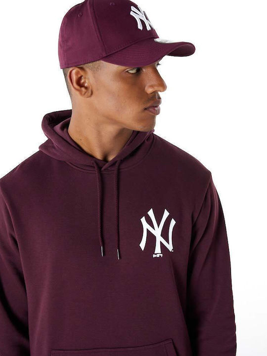 New York Yankees Essentials Sweatshirt with Hood Burgundy