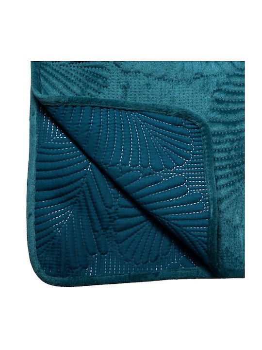 A-S Velvet Leaf Coverlet Queen Size from Polyester Blue 240x260cm