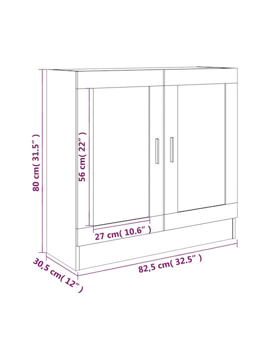 Wohnzimmer Vitrine aus Spanplatte mit Verglasung Graue 82.5x30.5x80cm
