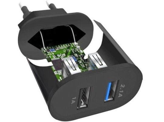 SBS Ladegerät ohne Kabel mit 2 USB-A Anschlüsse 10W Schwarzs (LB13462213)