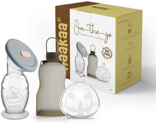 Haakaa Manual Single Breast Pump Express & Collect Travel Pack BPA Free Gray 150ml