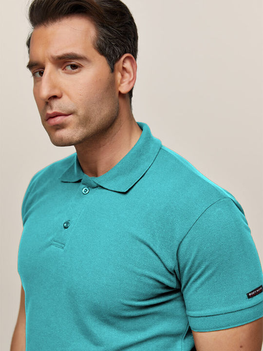 Polo Herrenbluse Kurzarm Türkis