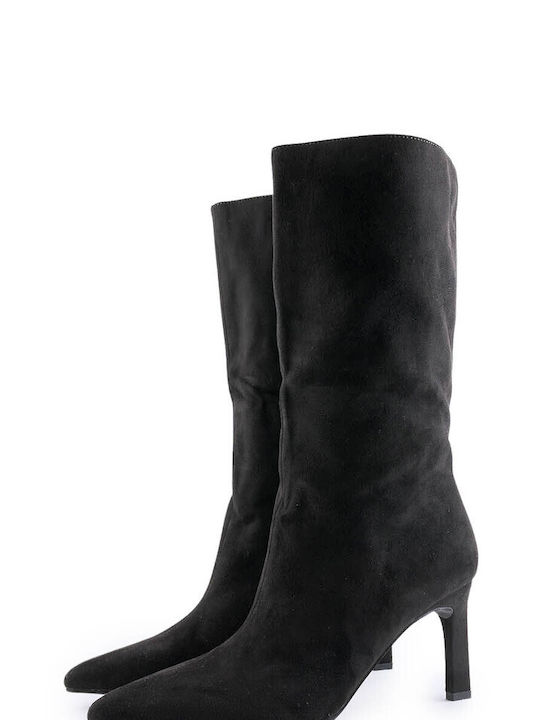 Baroque High Heel Women's Boots with Zipper Black