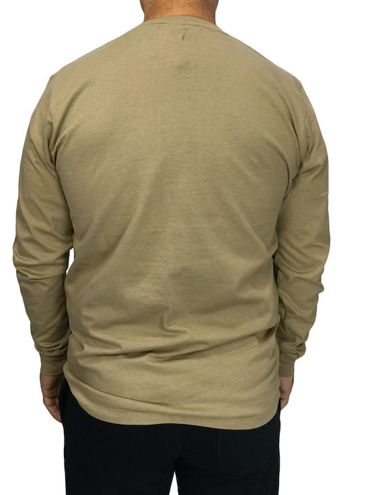 Double Men's Long Sleeve Blouse Beige