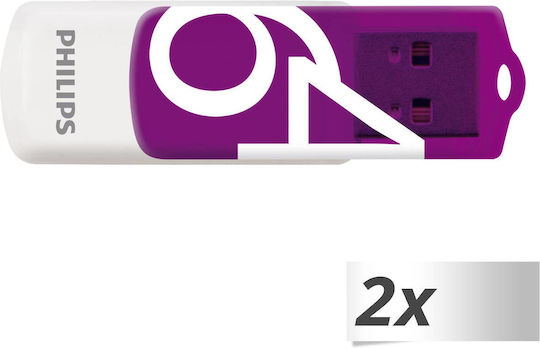 Philips Vivid Edition 64ГБ USB 2.0 Стик Лилав