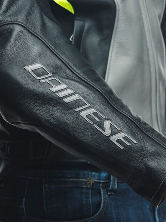 Dainese Racing 4 Winter Men's Motorcycle Jacket Leather Charcoal-Gray/Black