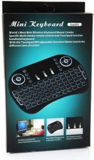 Mini Backlit Ασύρματο Πληκτρολόγιο με Touchpad Αγγλικό US