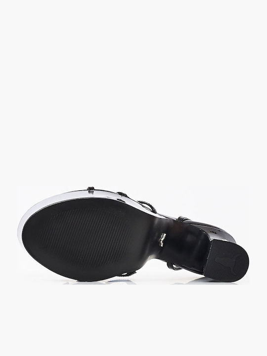 Heartbreak Sandals from Patent Leather with Strass Black