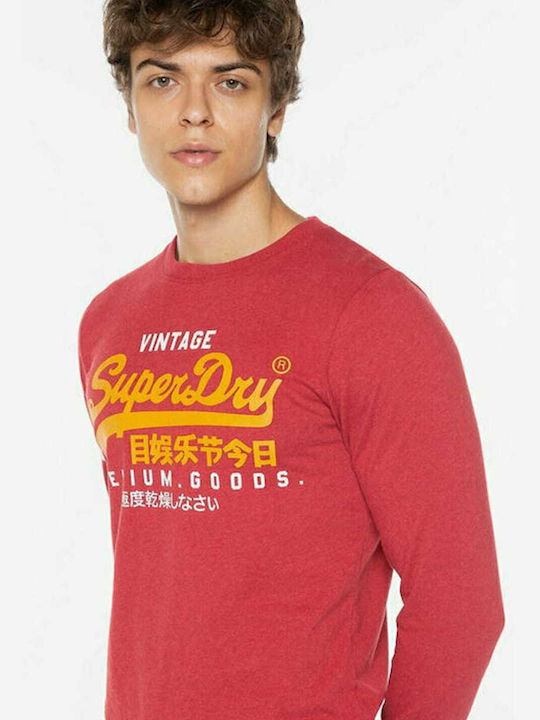 Superdry Bluza Bărbătească cu Mânecă Lungă Rich Red Marl